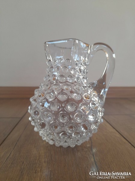 Antique blown glass small jug with a cam