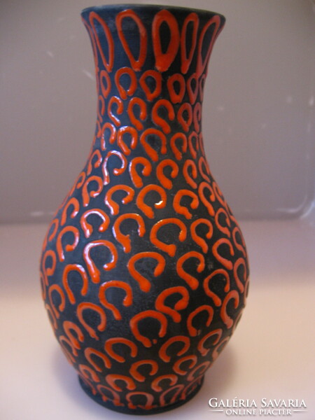 Retro black and red ceramic studio vase