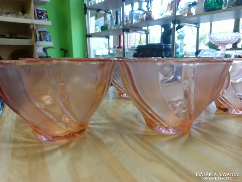 French pink swirl pattern glass cups