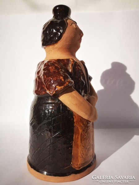Nő figurális mázas kerámia palack