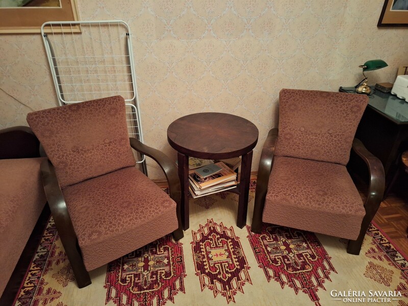 Art deco set with sofa, 2 armchairs and small table