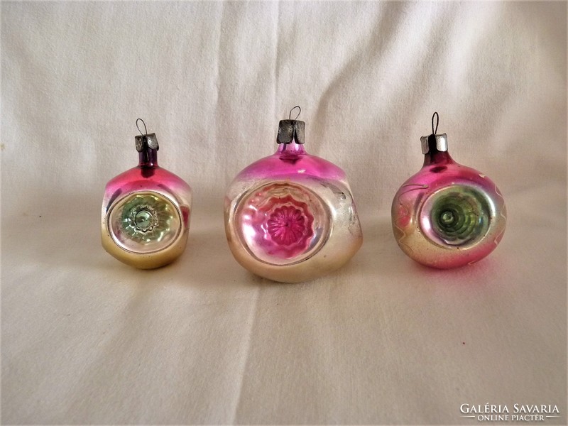 Old glass Christmas tree decorations! - 3 Playful reflex balls!