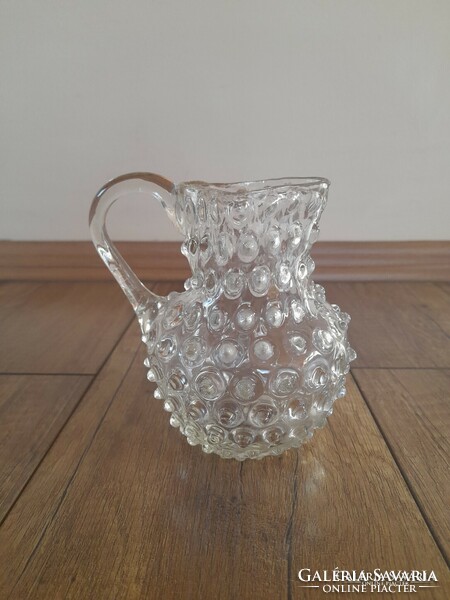 Antique blown glass small jug with a cam