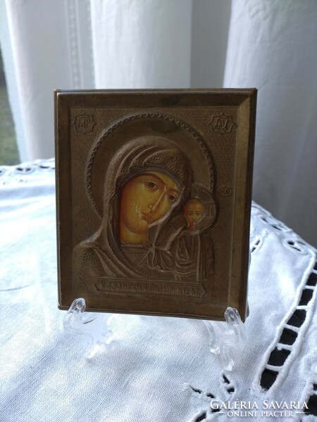Antique miniature Russian icon of Our Lady of Kazan