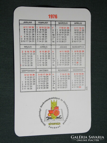 Card calendar, meme agricultural secondary school further training institute, two churches, map, 1976, (5)