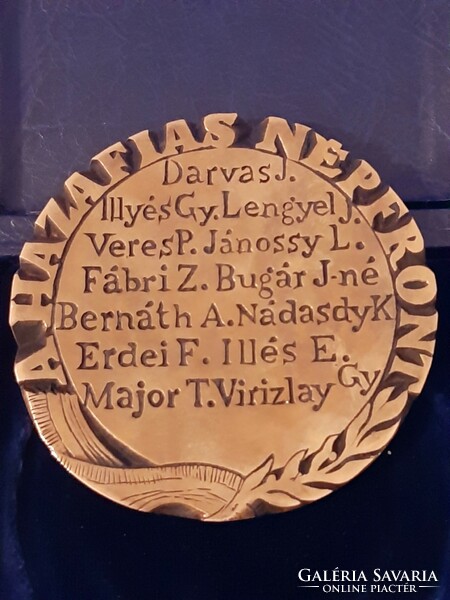 Az Olvasó Népért Darvas József  1912 -1973 Nagyméretű bronz plakett R szignó saját dobozában
