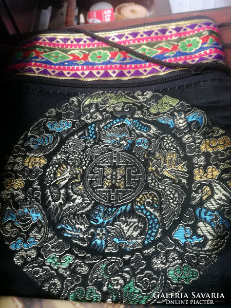 Tibetan silk brocade textile shoulder bag with mandala pattern - art&decoration