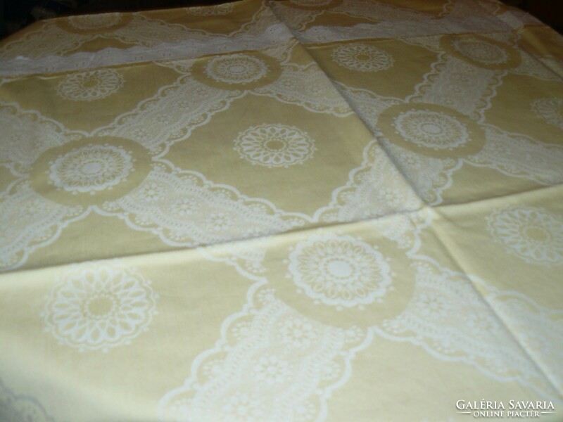 Beautiful antique yellow madeira lace damask pillowcase