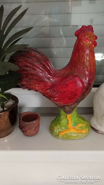 Concrete rooster, poultry figure, plastic artificial stone sculpture