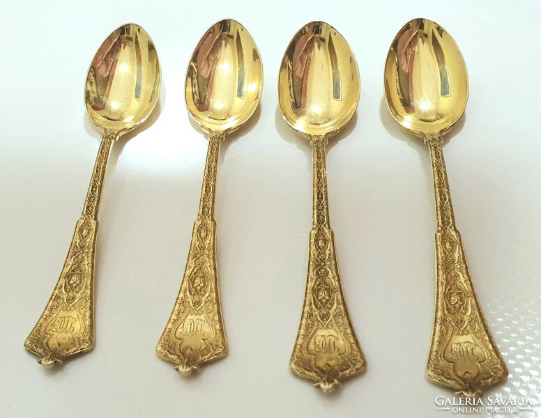 Gold-plated silver (925) Tiffany 12-person coffee spoon set from 1878!