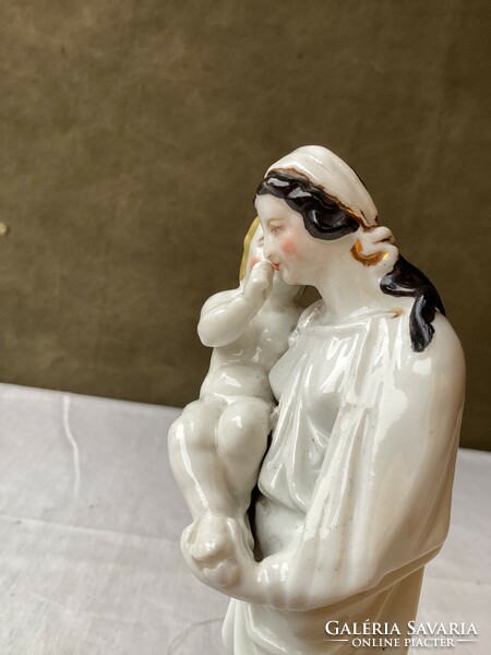 Virgin Mary with her baby antique porcelain statue 20 cm.