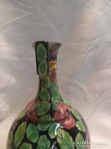 Painted-glazed earthenware vase