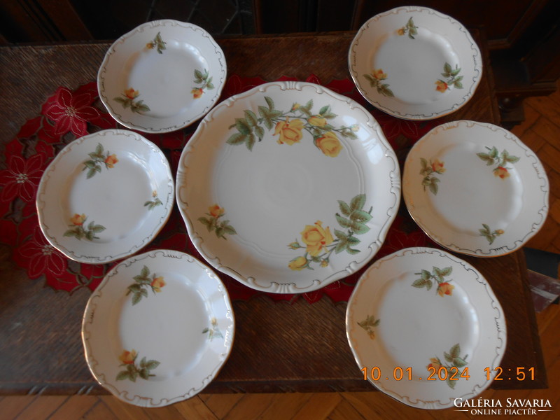 Zsolnay yellow rose pattern cake set i