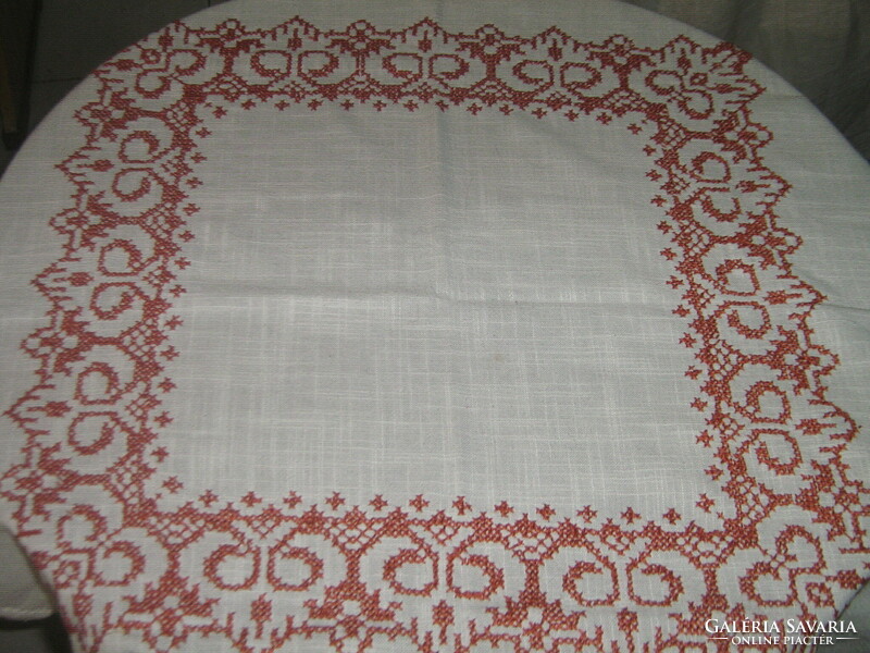 Beautiful hand-embroidered cross-stitch elegant woven needlework tablecloth