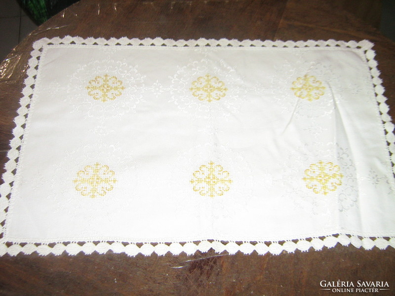 Charming embroidered damask tablecloth