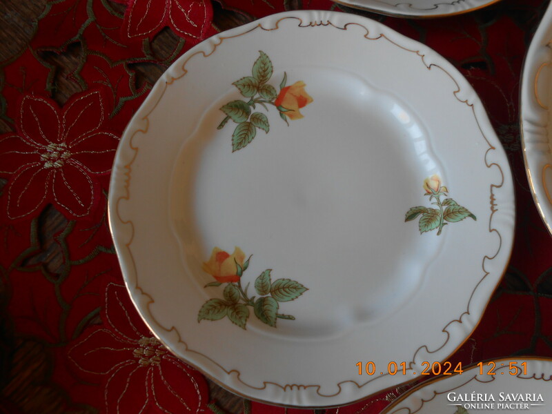 Zsolnay yellow rose pattern cake set i