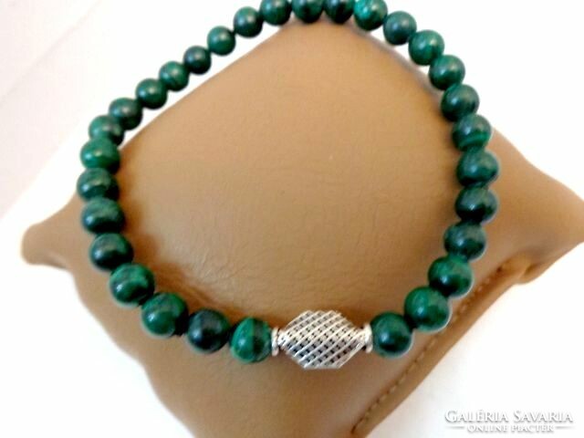 Malachite natural mineral bracelet with 925 silver decoration