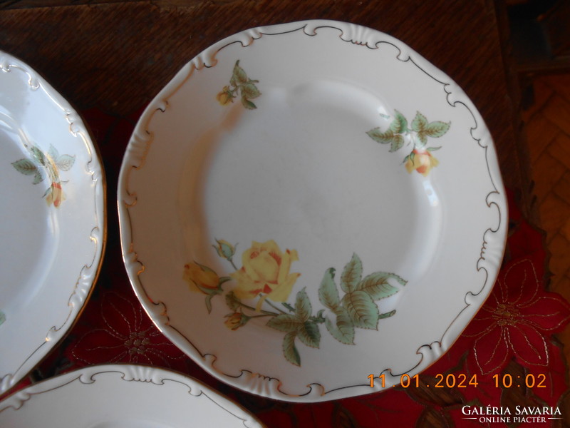 Zsolnay yellow rose pattern flat plate