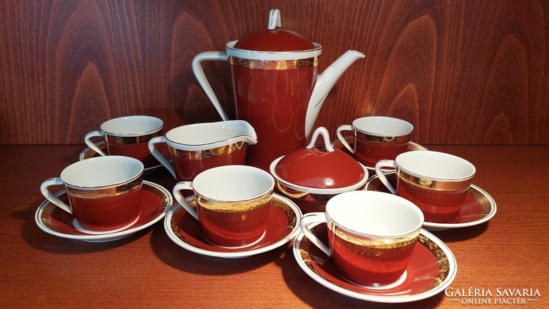 Holóháza retro burgundy coffee set (17 pcs.)