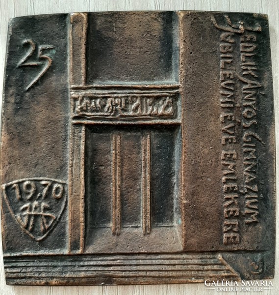 Jedlik ányos high school bronze commemorative plaque Budapest 1970 with signature