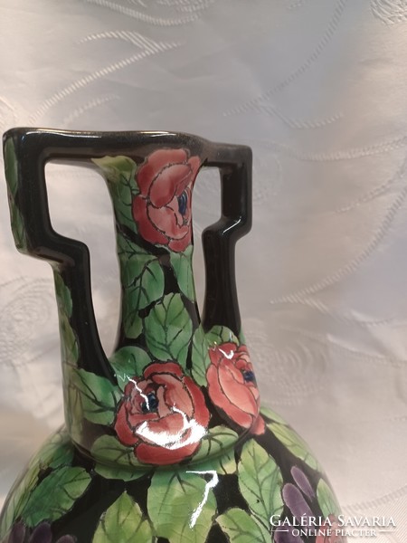Painted-glazed earthenware vase