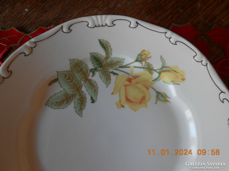 Zsolnay yellow rose pattern flat plate