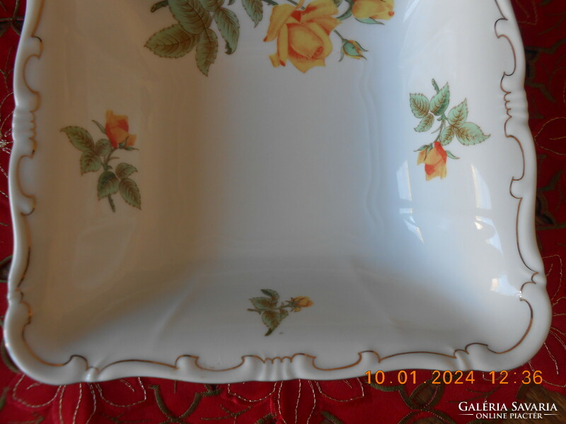 Zsolnay yellow rose pattern side dish