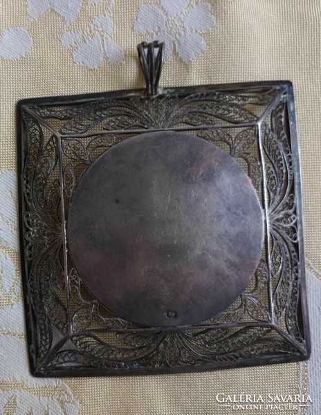 Huge antique Biedermeier filigree pendant with hidden photo holder of a rarely seen size