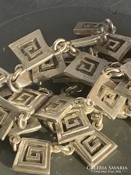 Silver Greek meander pattern necklaces and bracelets - marked Greek handicraft, imported