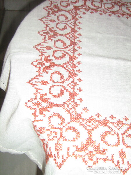 Beautiful hand-embroidered cross-stitch elegant woven needlework tablecloth