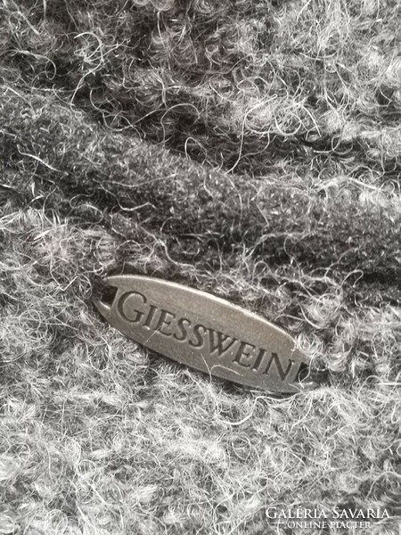 Giesswein 44-es L-XL, Oktoberfest, Woolmark kabát, antracit szürke gyapjú, mohair, alpaka  kardigán