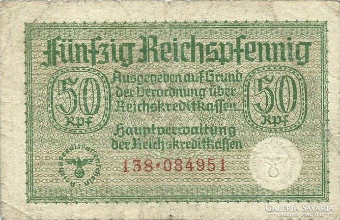 50 reichspfennig horogkeresztes 1939-45 Németország 1.