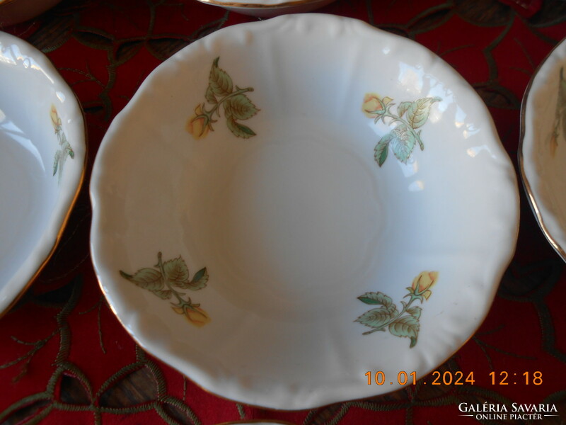 Zsolnay compote bowl with yellow rose pattern