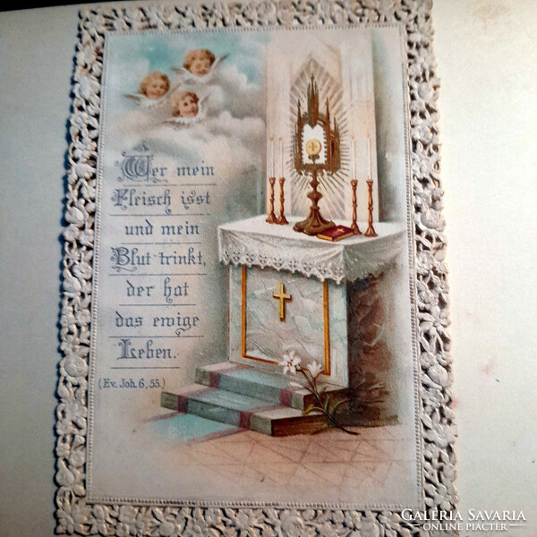 Csipkés szélű aranyozott imakönyvi SZENTKÉP  - angyalok - 11.5x7.5 - Art&Decoration