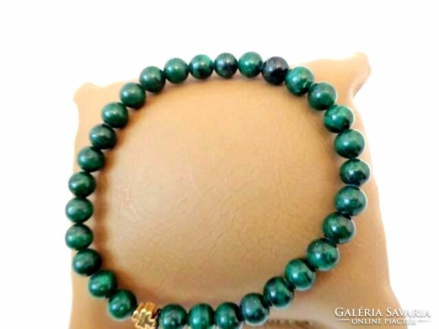 Malachite natural mineral bracelet with 18k gold-plated decoration