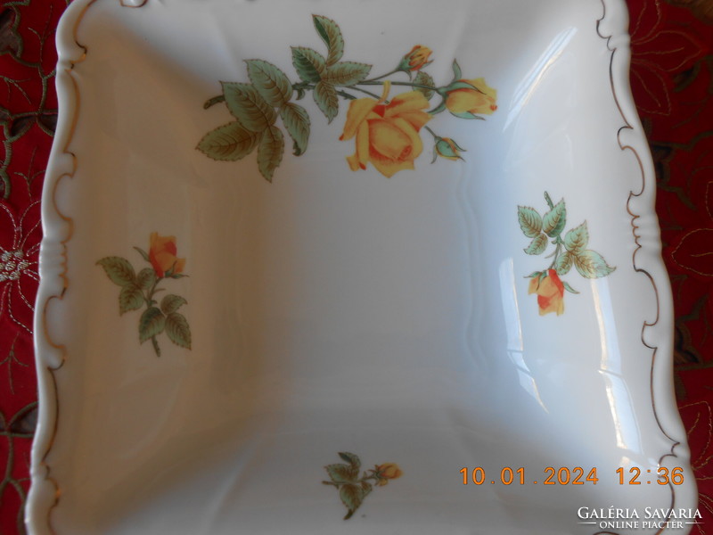 Zsolnay yellow rose pattern side dish