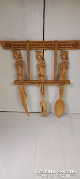 Carved cutlery set, folk wall decoration