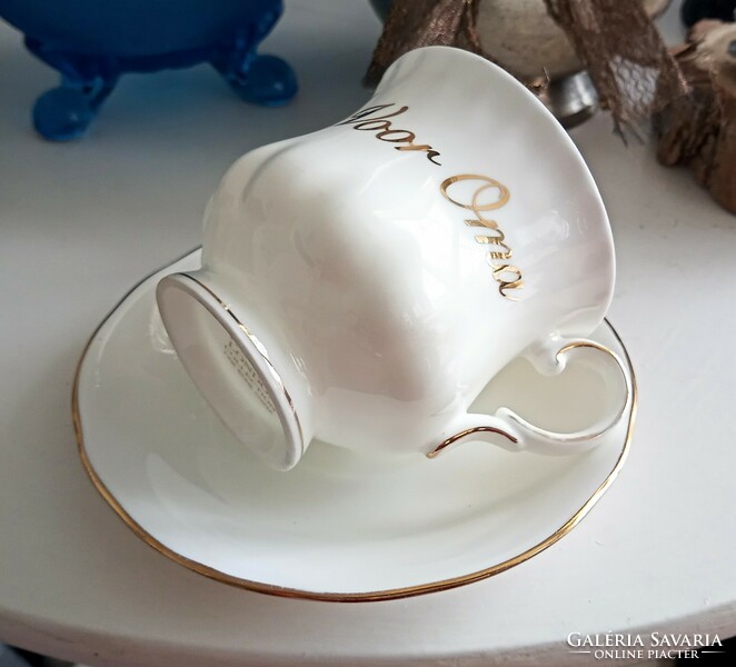 Royal angol porcelán teás csésze hófehér Duchess alj