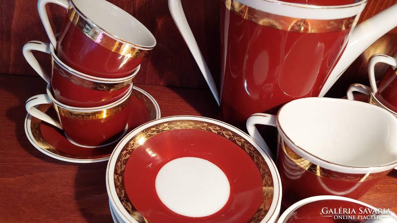 Holóháza retro burgundy coffee set (17 pcs.)