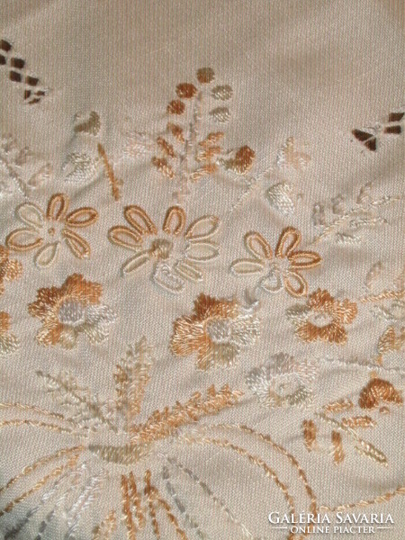Beautiful elegant burst white hand embroidered azure tablecloth