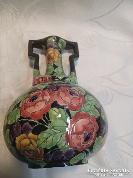 Painted-glazed earthenware vase