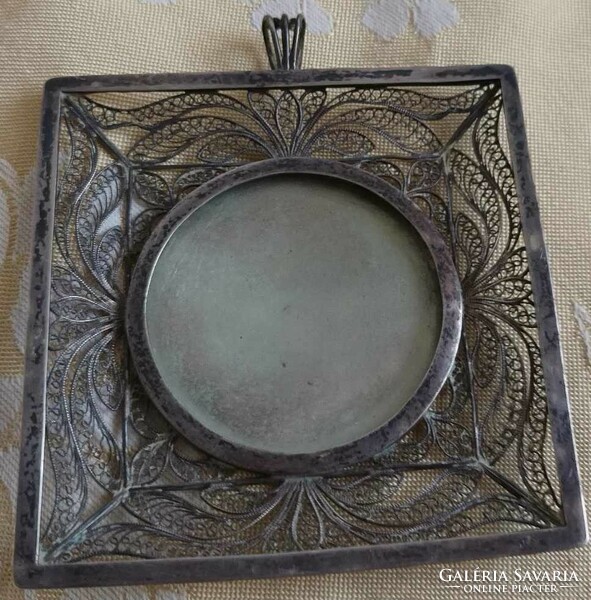 Huge antique Biedermeier filigree pendant with hidden photo holder of a rarely seen size