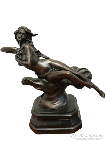 Felix-maurice charpentier - shooting star female nude bronze statue on pedestal