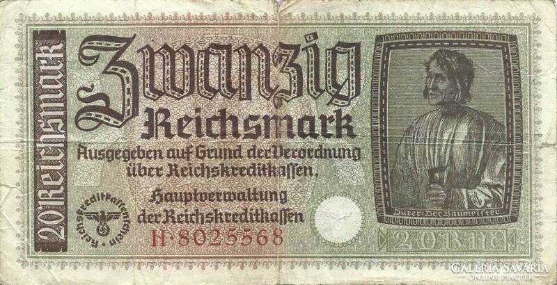 20 reichsmark horogkeresztes 1939-45 Németország 1.
