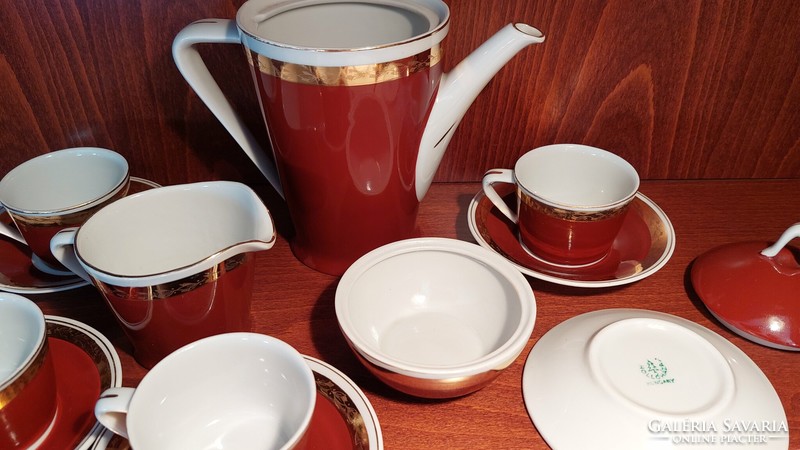 Holóháza retro burgundy coffee set (17 pcs.)