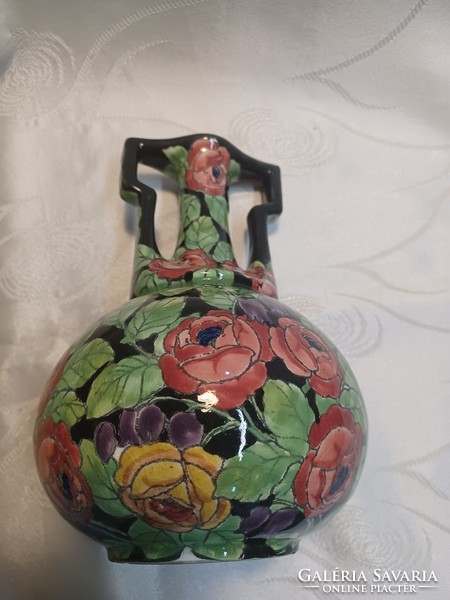 Painted-glazed earthenware vase