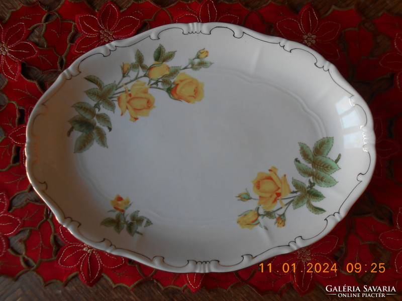 Zsolnay yellow rose pattern, roast / roast dish