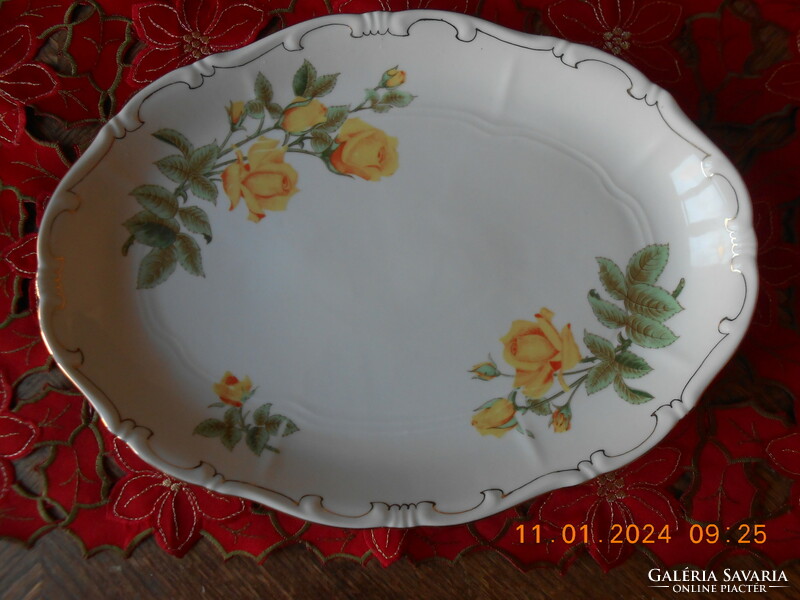 Zsolnay yellow rose pattern, roast / roast dish