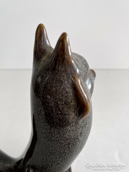 Retro, vintage fired glazed, ceramic fox figure, statue