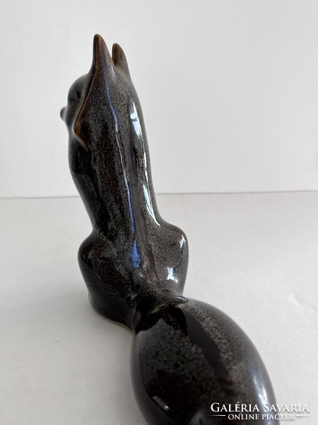 Retro, vintage fired glazed, ceramic fox figure, statue